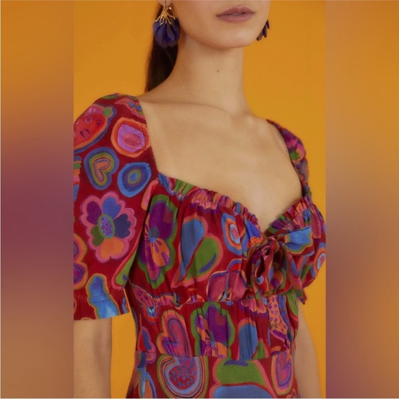 NEW!!! Farm Rio Red Lisa Midi Dress Size XS - Picture 2 of 12